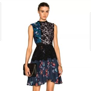 Self-Portrait "Nina" Floral Lace Pleated Dress